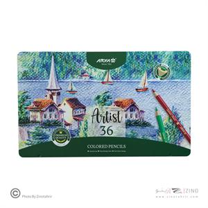 مداد رنگی36رنگ جعبه فلزی حرفه ای/ آرتیست آریا کد3903 /3932