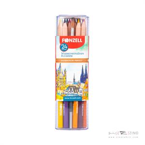 مدادرنگی24رنگ آبرنگی همراه با قلمو قوطی سه گوش طلقی فونزل کد685043/463043