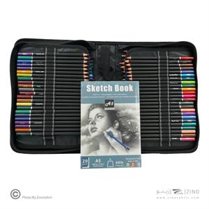 ست طراحی همراه با مداد رنگی 145تکه (کیف برزنتی دار)
