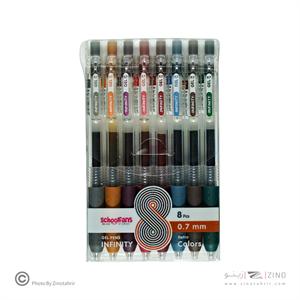 روان نویس فشاری گریپ دار0/7بسته8رنگ اینفینیتی(رنگ رترو) اسکول فنز کد921202-5