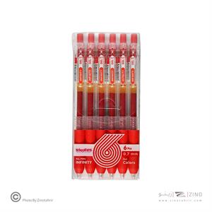 روان نویس فشاری گریپ دار0/7بسته6عددی قرمز اینفینیتی اسکول فنز