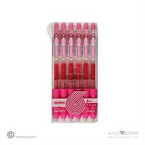 روان نویس فشاری گریپ دار0/7بسته6عددی صورتی اینفینیتی اسکول فنز