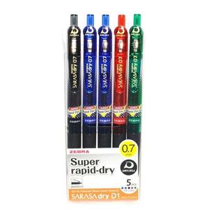 روان نویس فشاری ساراساکلیپ بسته5رنگ درای DRY 0/7 زبرا