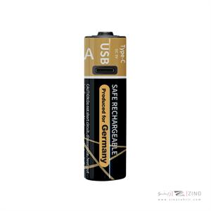 باتری نیم قلمی کارت شارژی2عددی750میلی آمپر همراه با کابل تایپ سی ناس