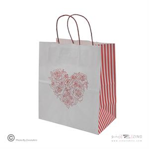 پاکت دسته دار سفید طرح دار سایز 23*26*13(110گرم)
