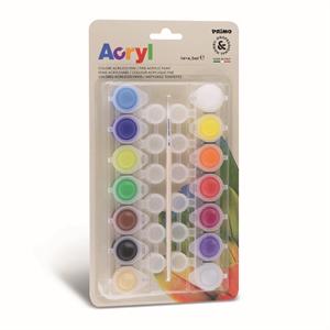 رنگ اکریلیک بلیستر14رنگ4/5میل+قلمو پریمو کد161TA14BL