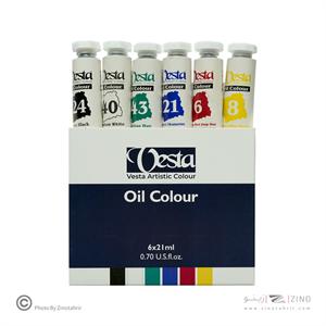 رنگ روغن21میل بسته6رنگ وستا