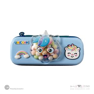 جامدادی تک زیپ پوم پوم دار یونی کرن سیلیکونی کد38142