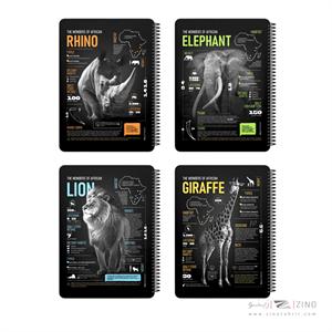 دفتر100برگ رحلی سیمی جلد سخت پیل سری آفریقا