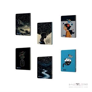 دفتر100برگ وزیری جلد سخت میکرو سری گلکسی طلاکوب کدC77