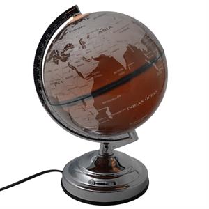 کره جغرافیایی سایز20 پایه کلاسیک چراغ دار نقره ای لاتین ایده